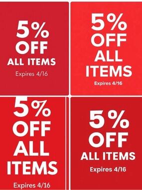 5% Off All Items Red Promotional Graphic